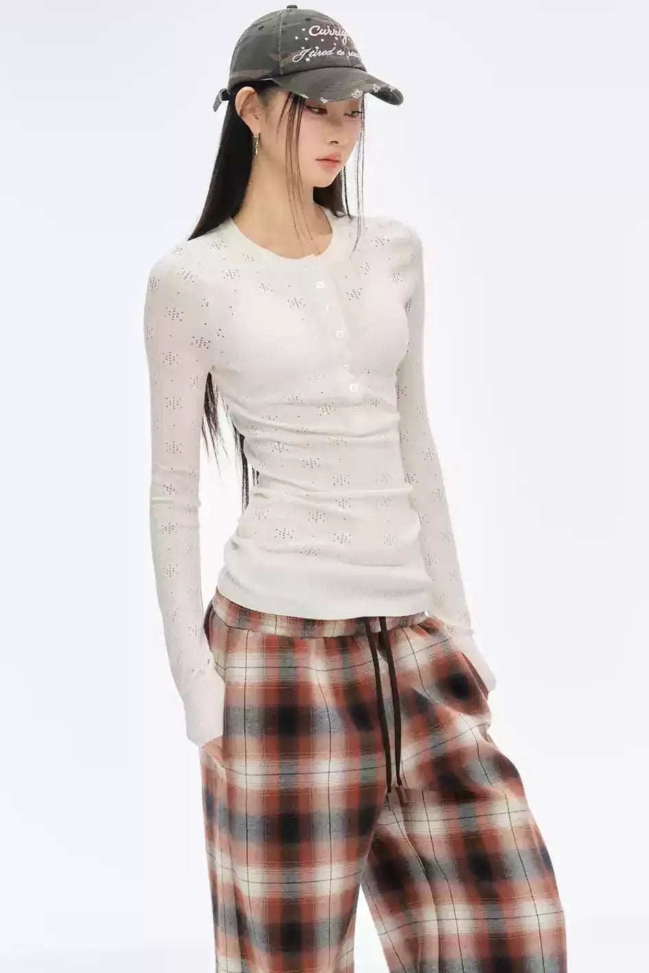Retro Style Knitted Henley Top
