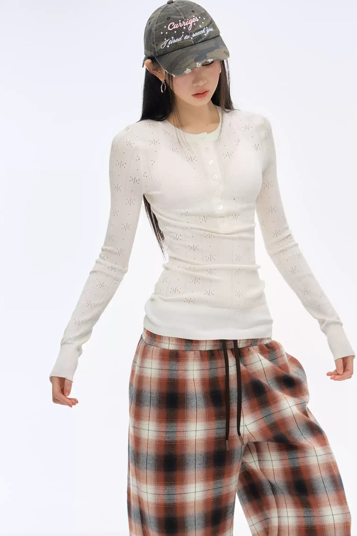 Retro Style Knitted Henley Top