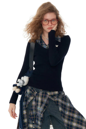 Retro Style Slim Polo Neck Sweater