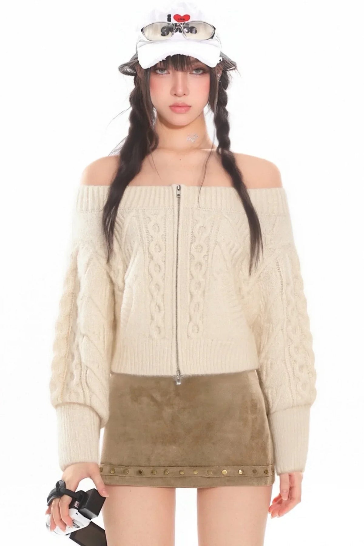 Retro Suede Studded Skirt