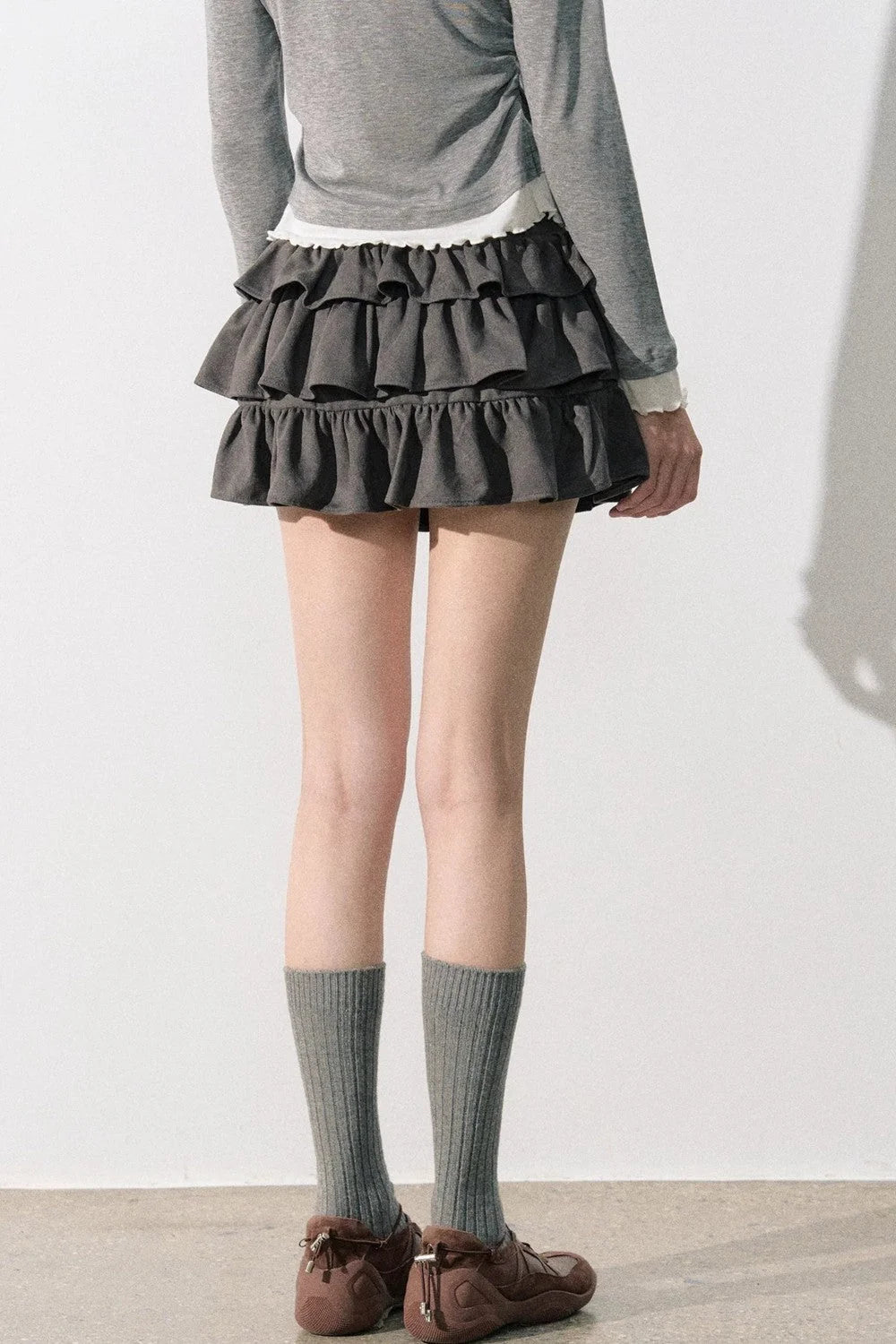 Retro Suede Tiered Skirt