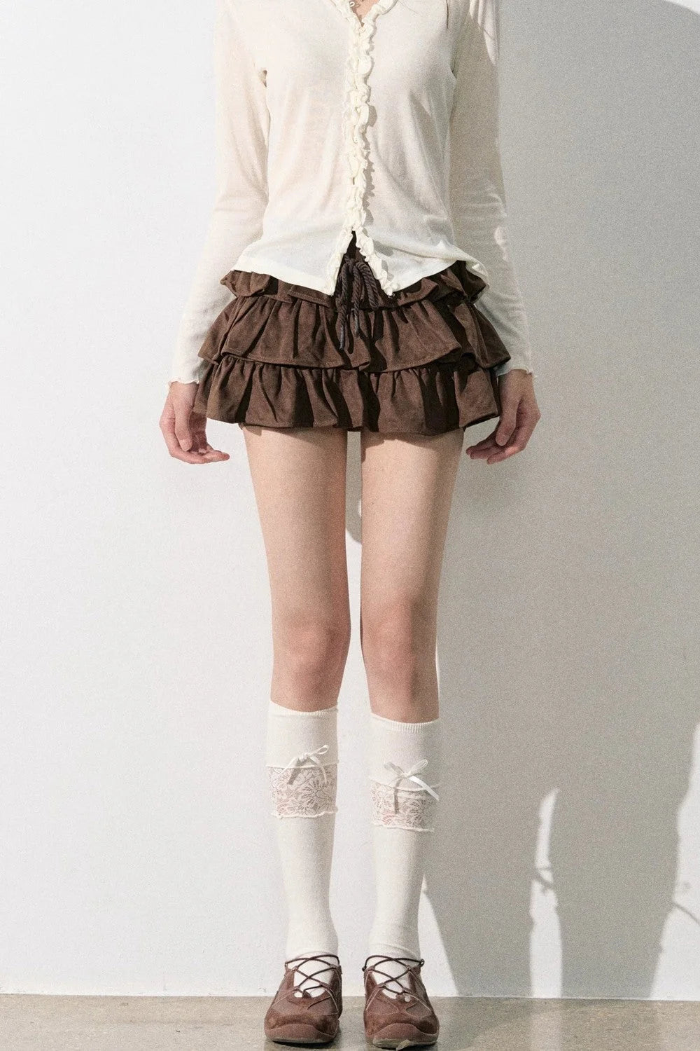 Retro Suede Tiered Skirt