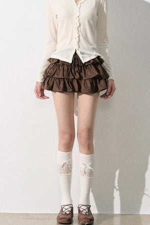 Retro Suede Tiered Skirt