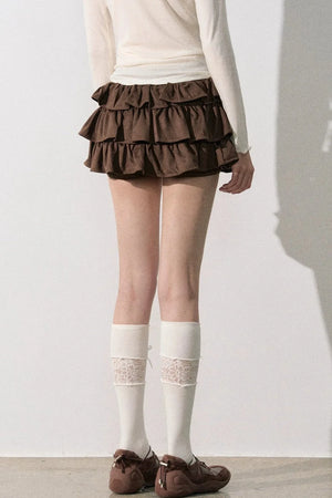 Retro Suede Tiered Skirt