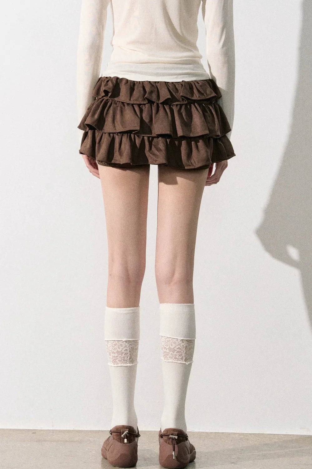 Retro Suede Tiered Skirt