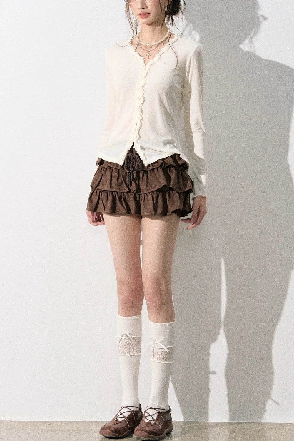 Retro Suede Tiered Skirt