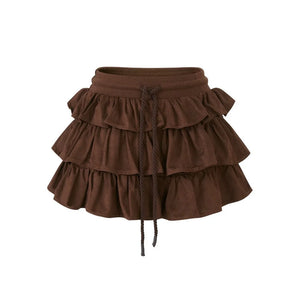 Retro Suede Tiered Skirt