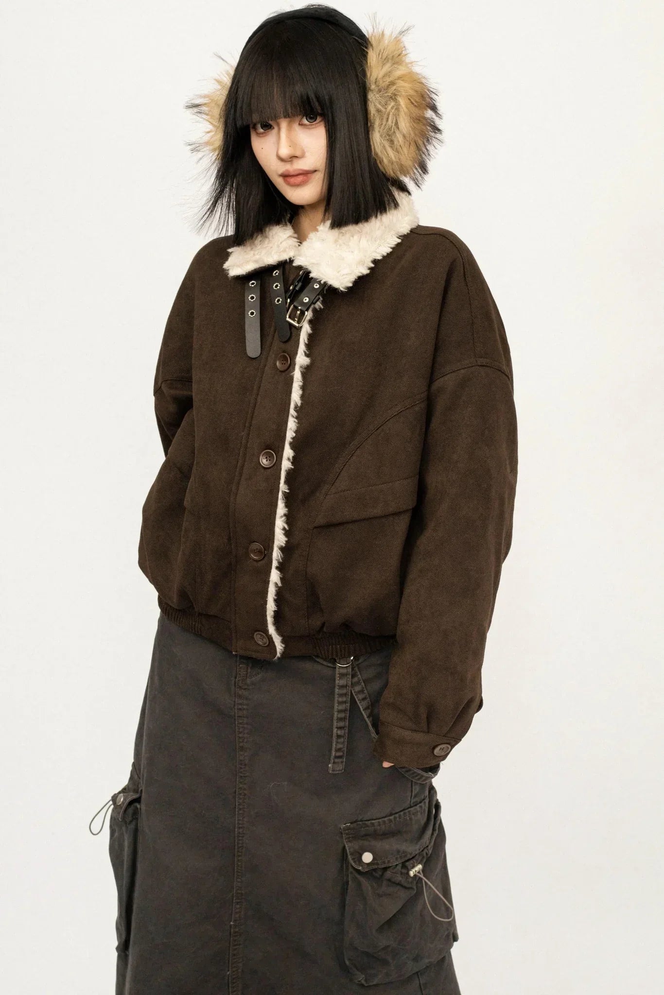 Retro Suede Wool Collar Jacket