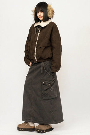 Retro Suede Wool Collar Jacket