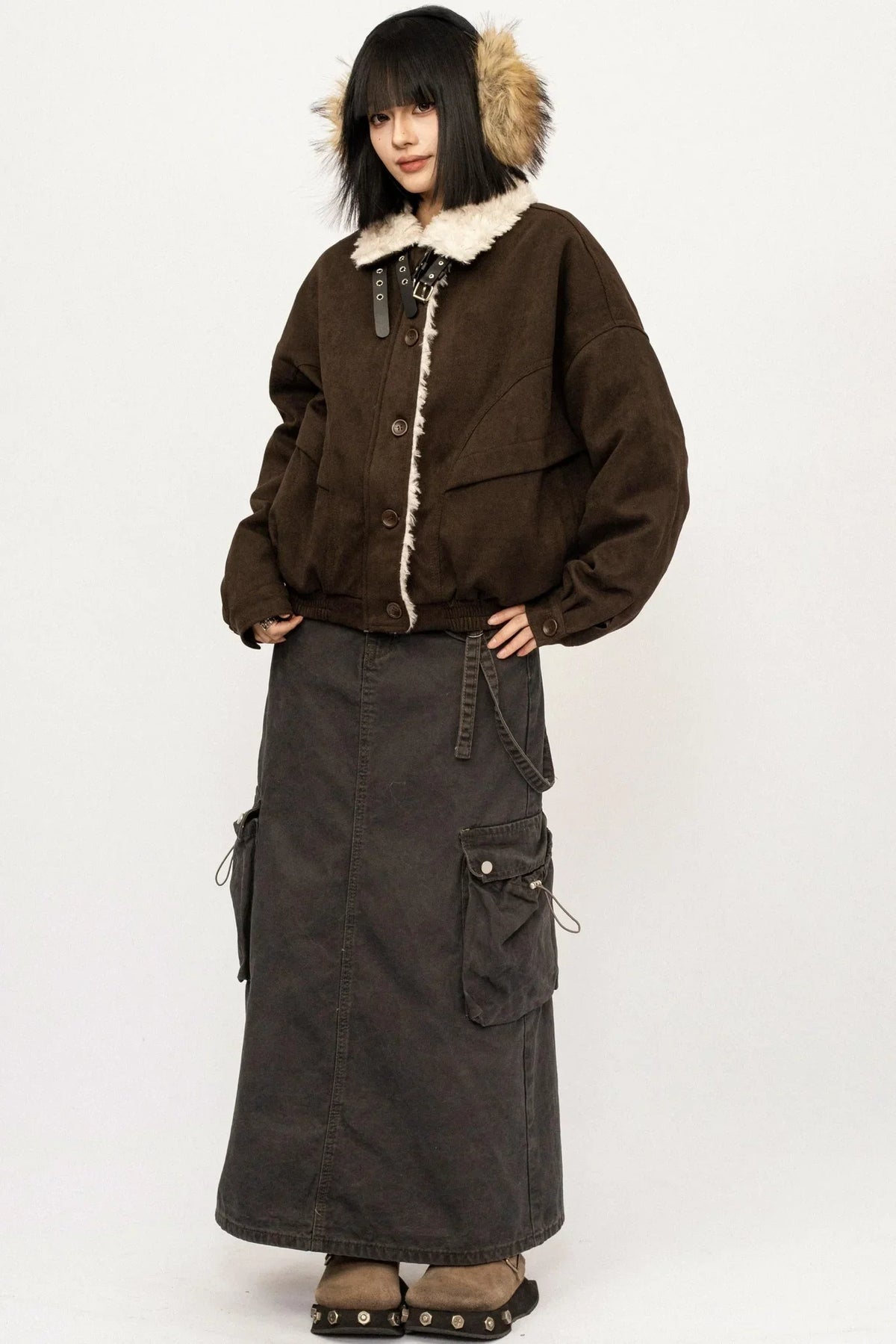 Retro Suede Wool Collar Jacket
