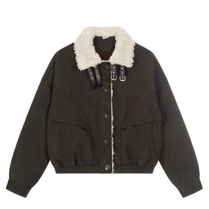 Retro Suede Wool Collar Jacket