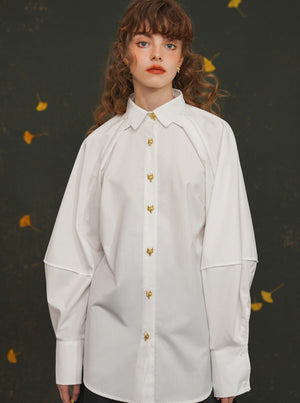 Retro Three-dimensional Lantern Sleeve Shirt