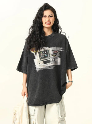 Retro TV Printed Short Sleeve T-Shirt