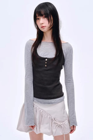 Retro U-Neck Slim-Fit Top