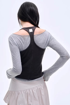 Retro U-Neck Slim-Fit Top