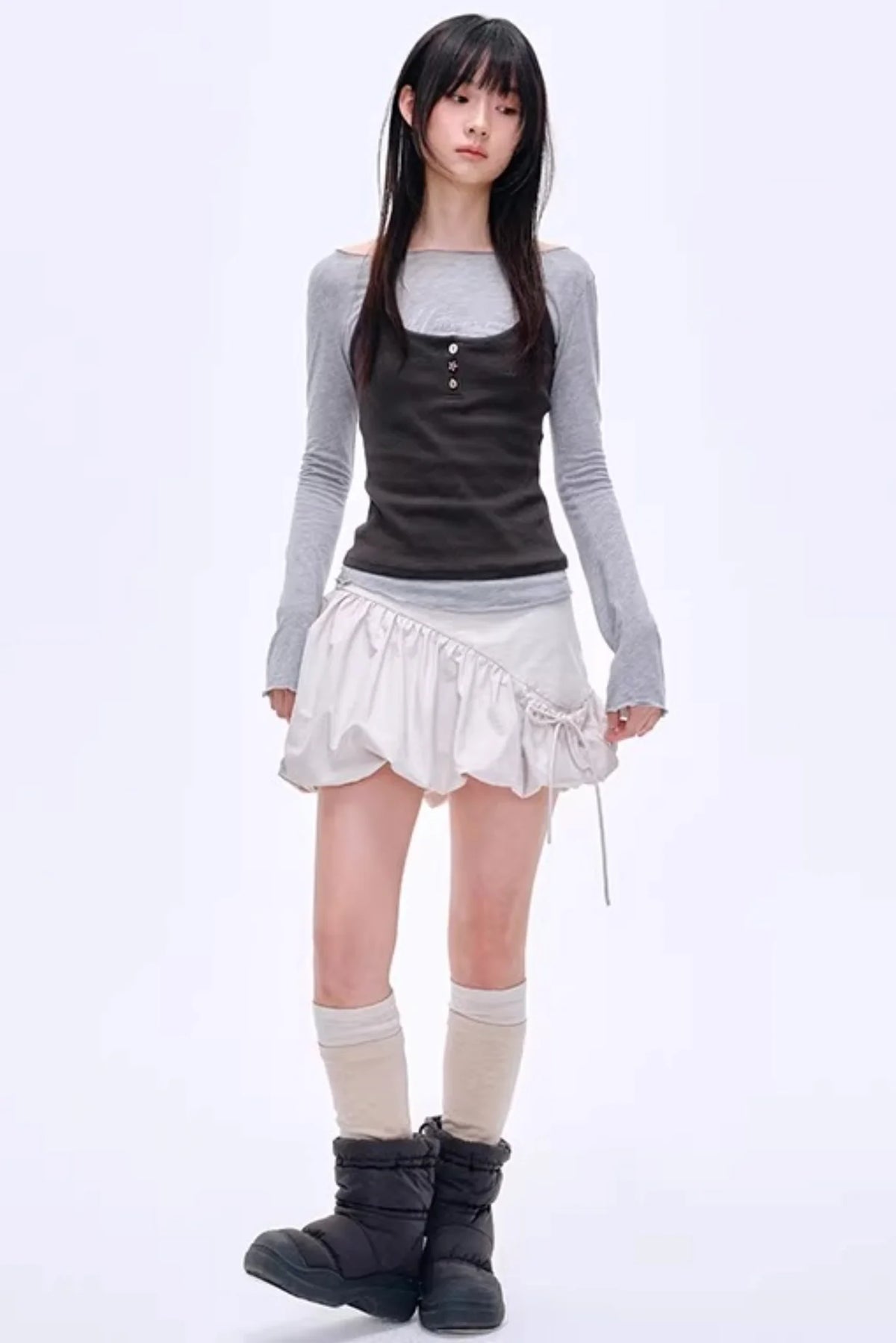 Retro U-Neck Slim-Fit Top