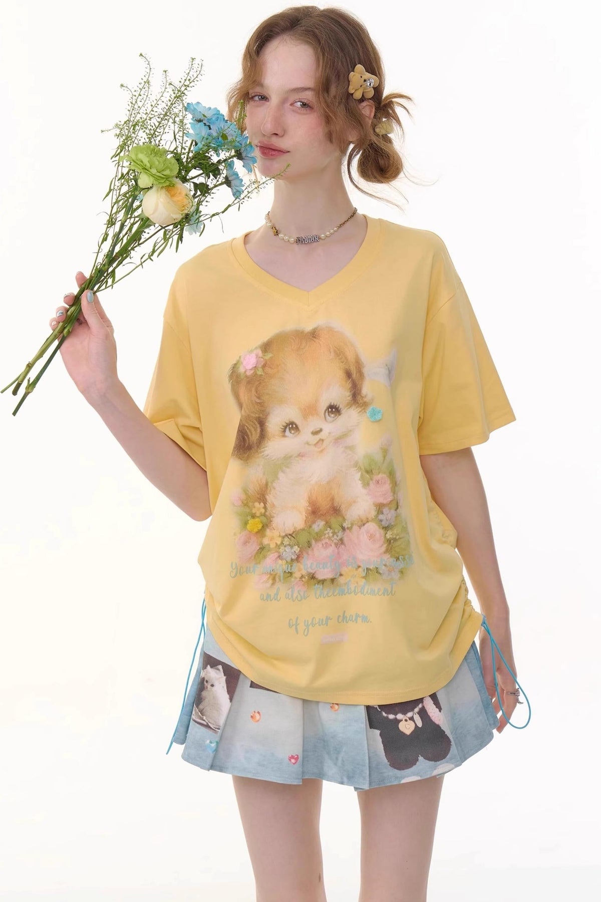 Retro V-Neck Blouse