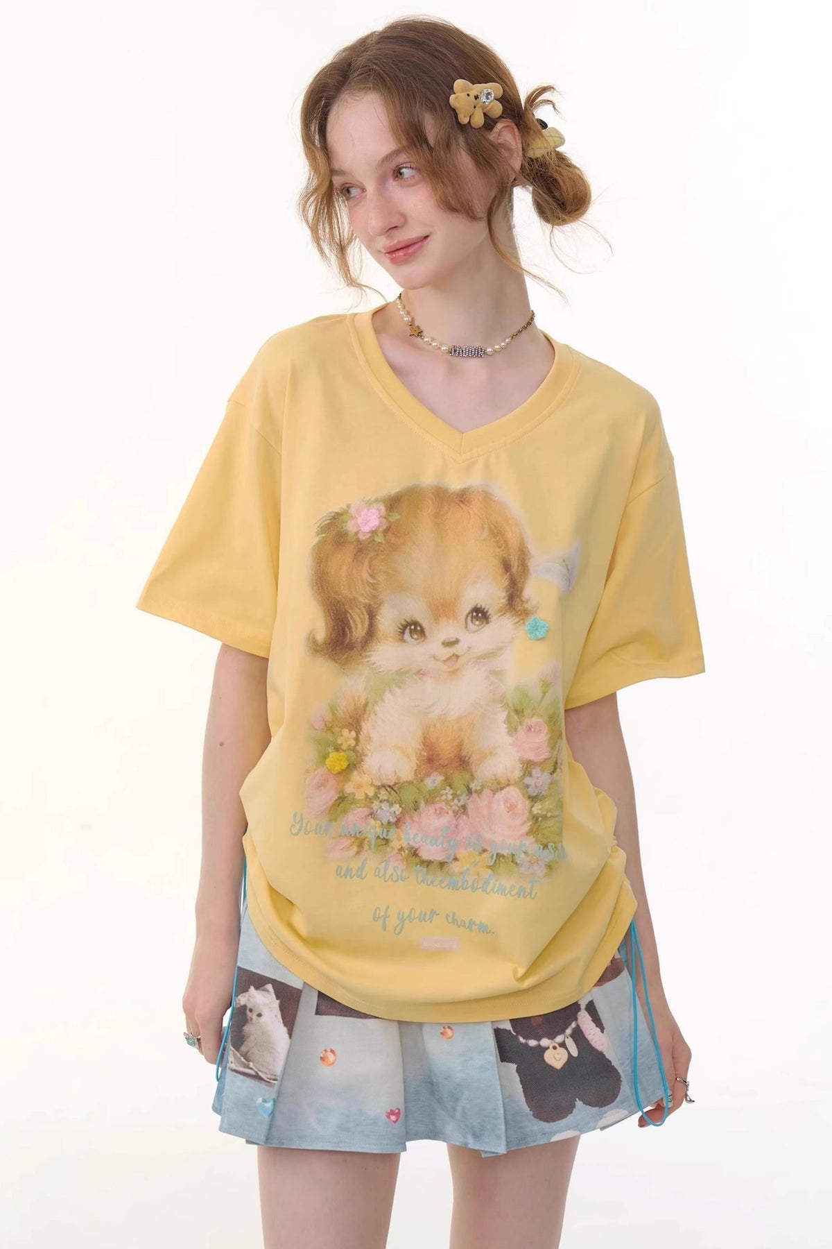 Retro V-Neck Blouse