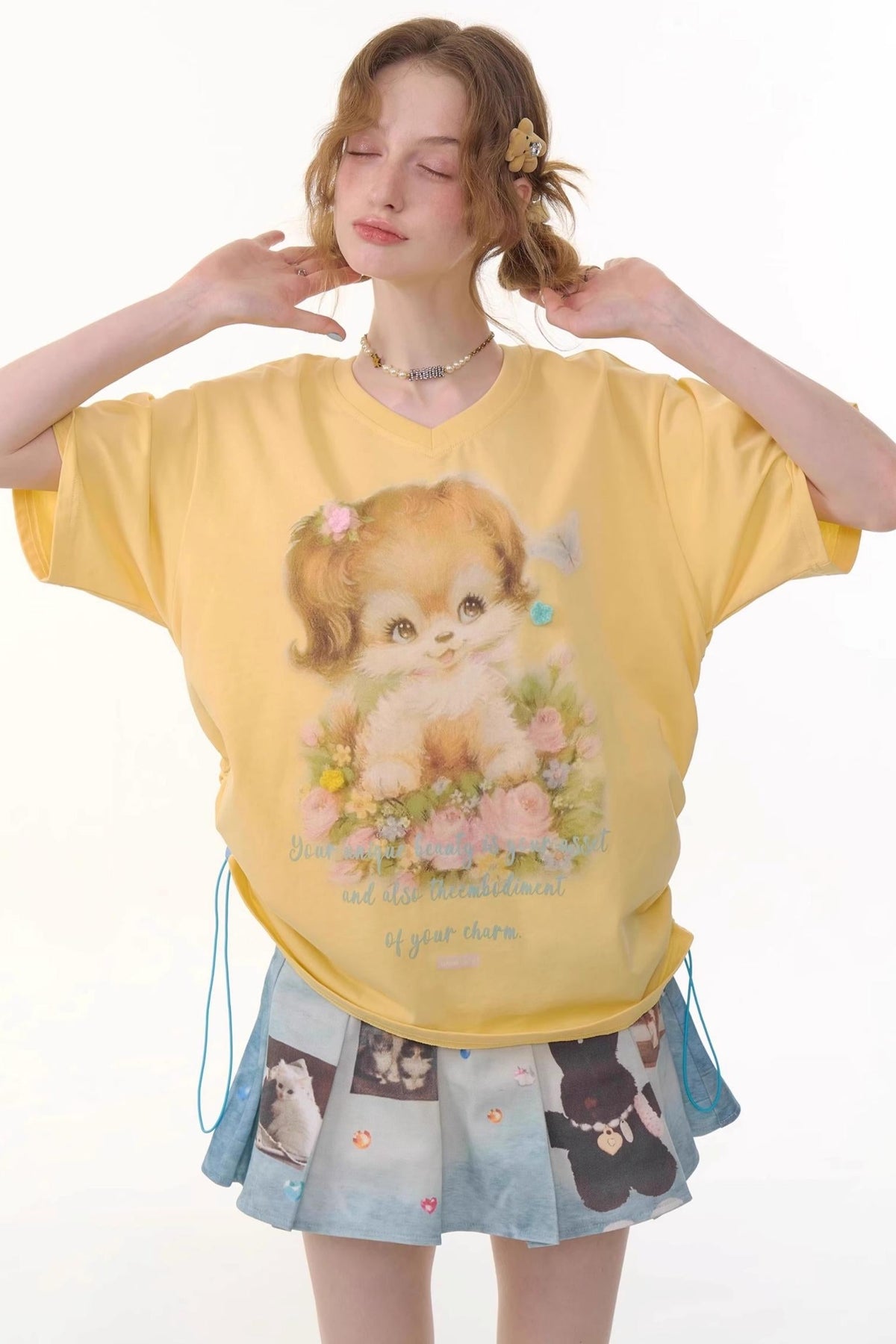 Retro V-Neck Blouse