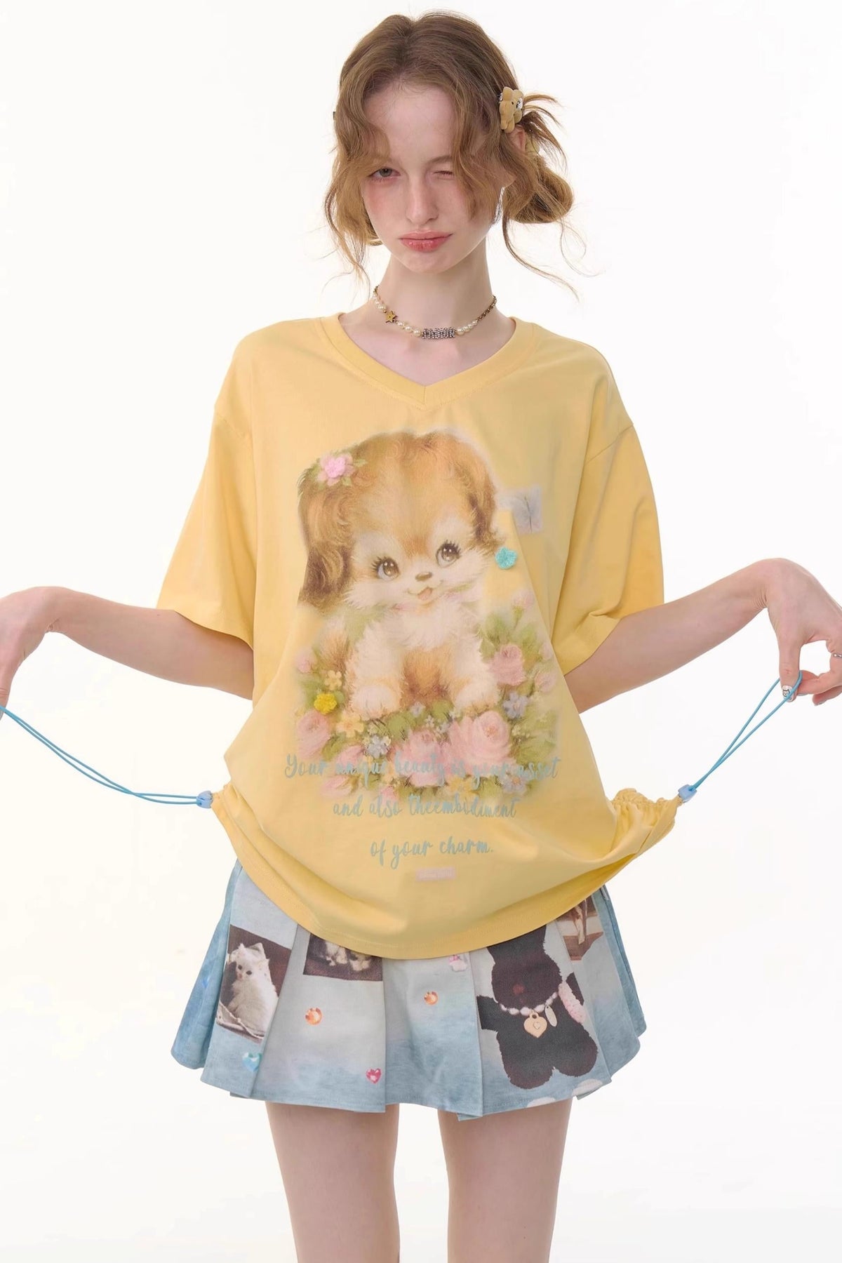 Retro V-Neck Blouse
