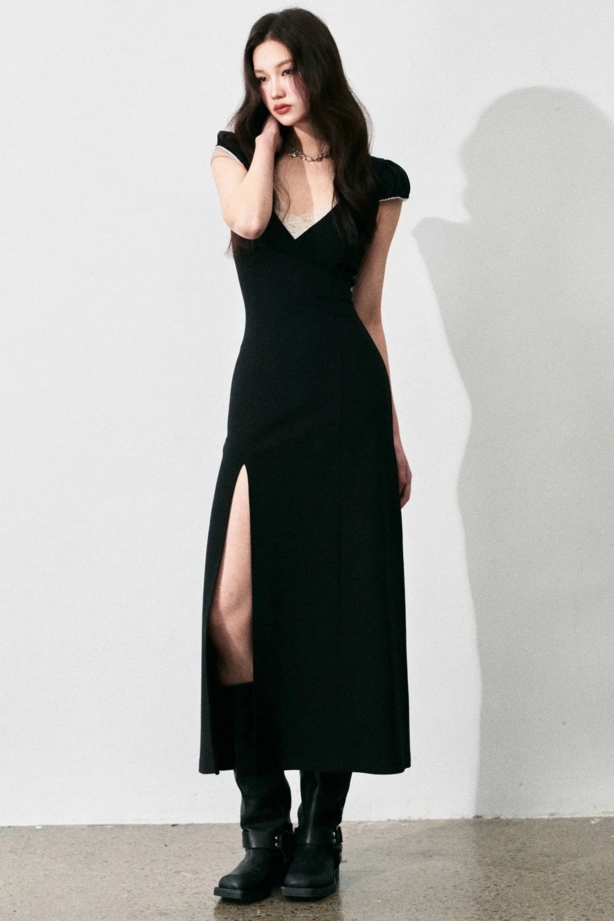Retro V-Neck Lace Dress