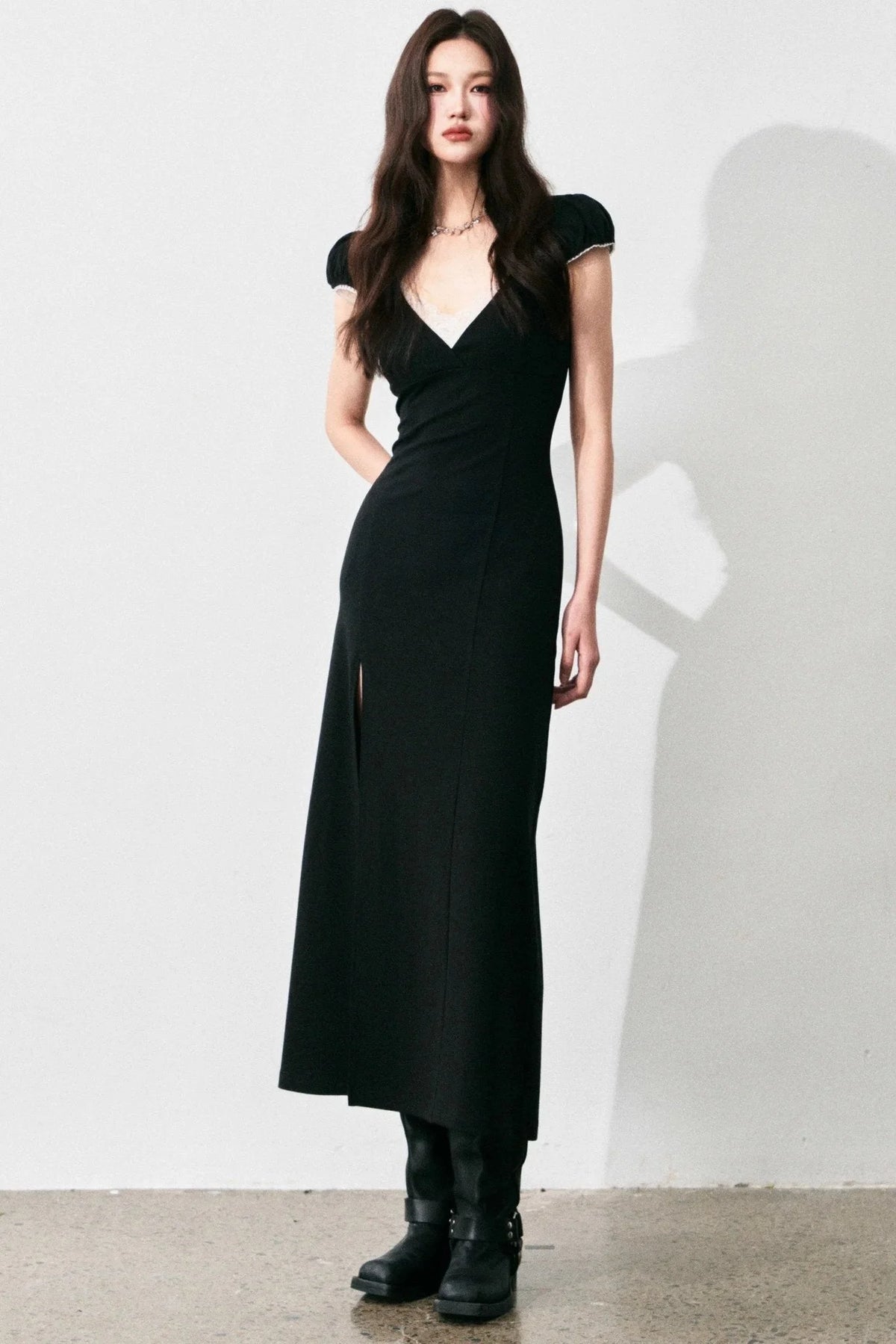 Retro V-Neck Lace Dress