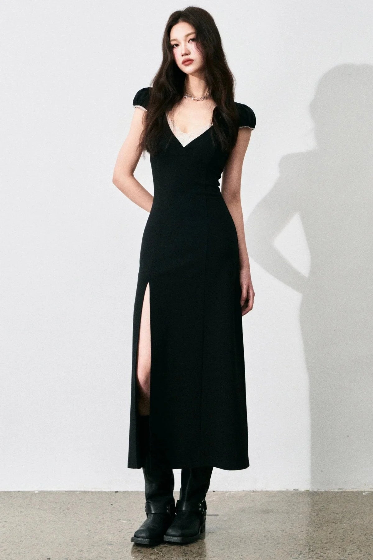 Retro V-Neck Lace Dress