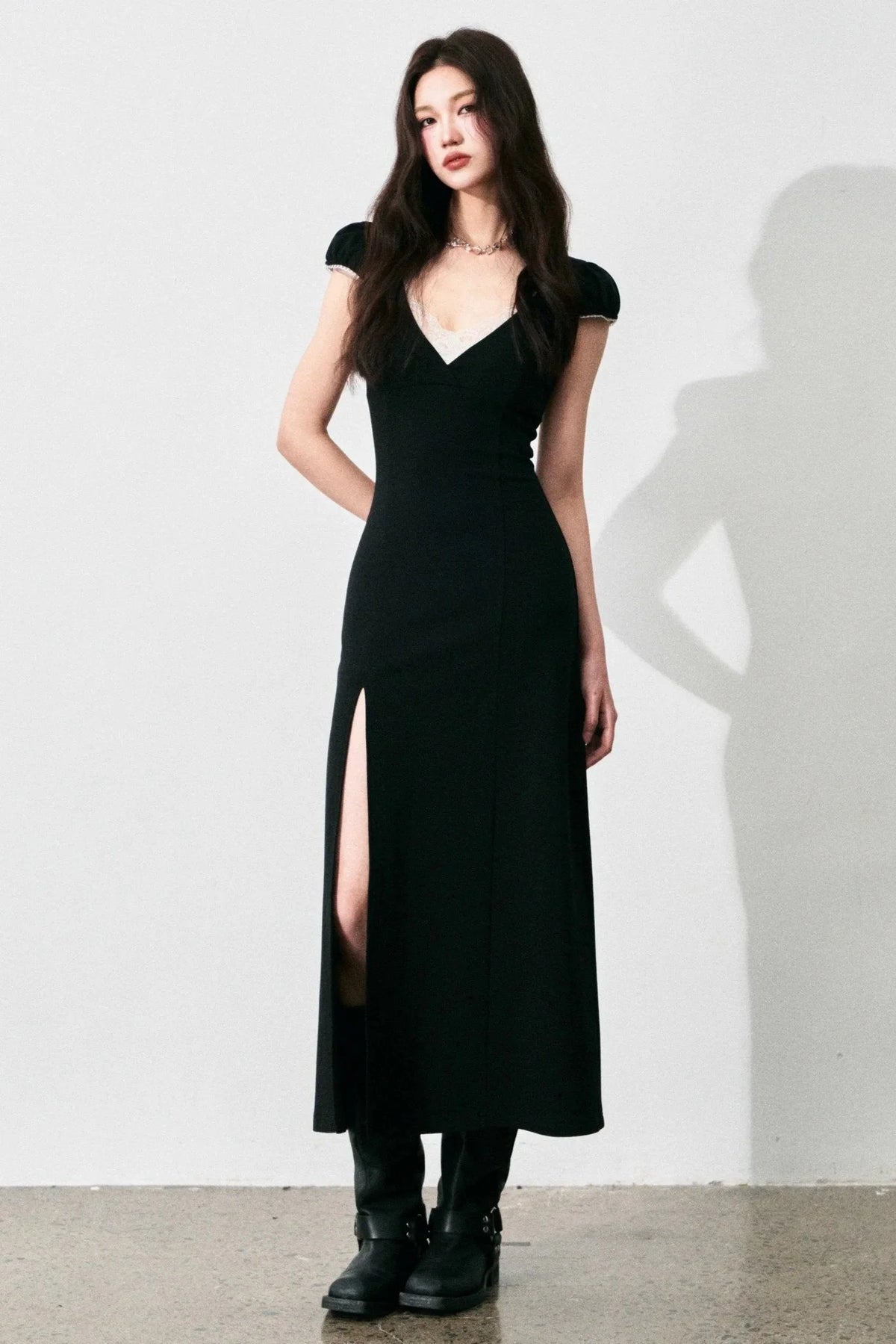Retro V-Neck Lace Dress