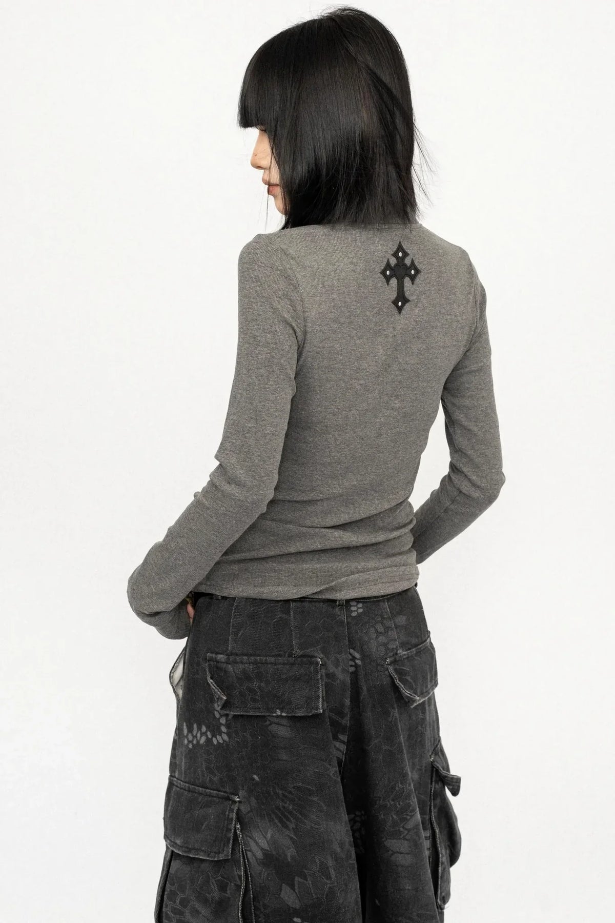 Retro V-Neck Letter Top