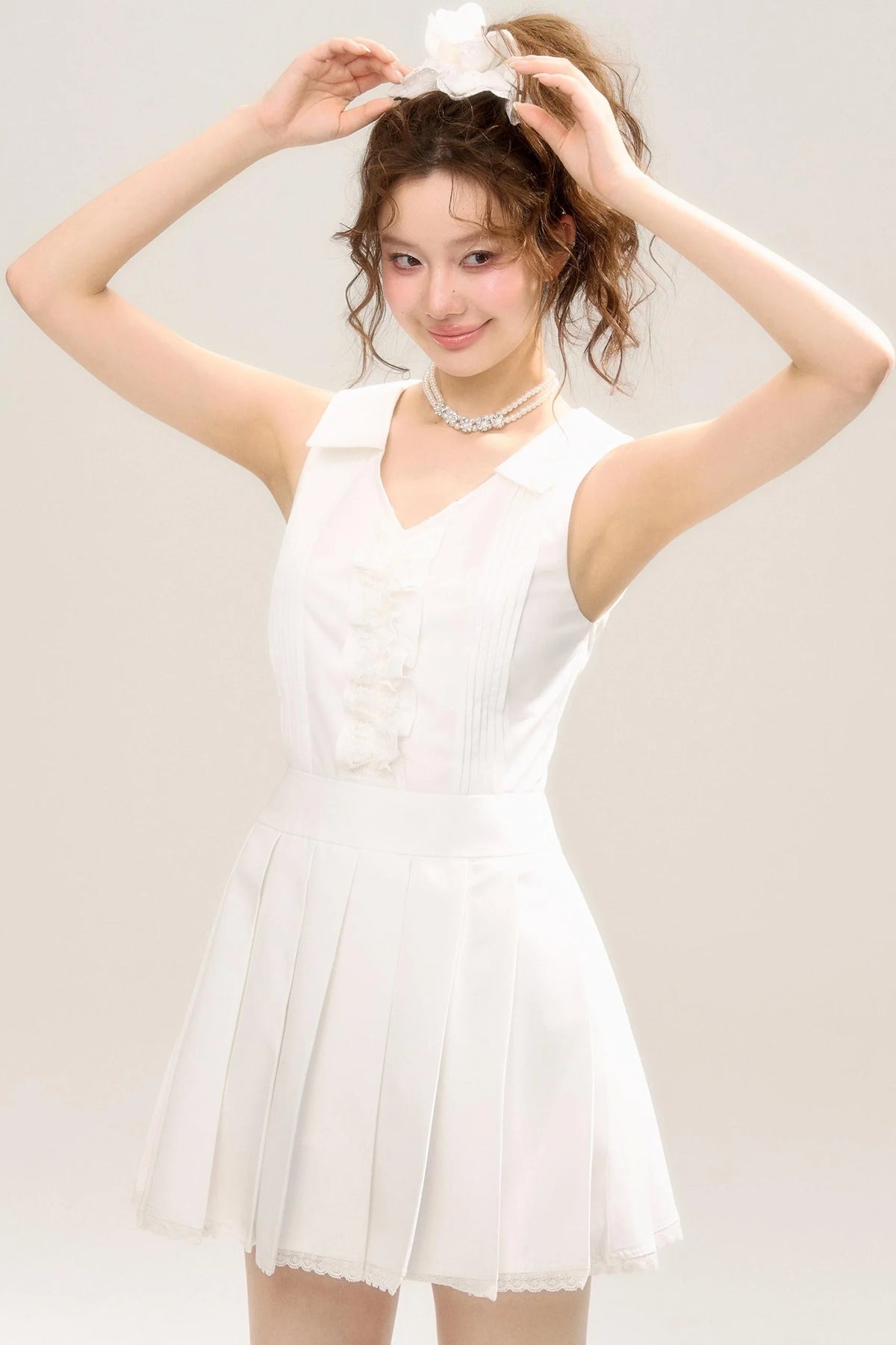 Retro V-Neck Porcelain Dress