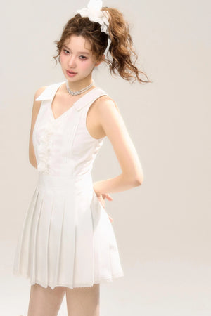 Retro V-Neck Porcelain Dress