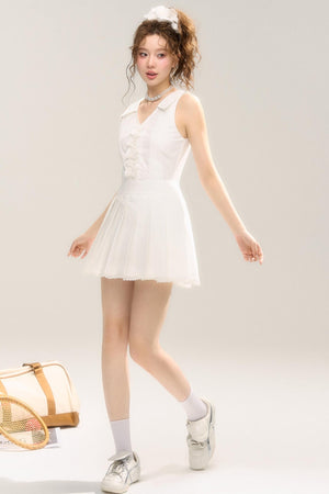Retro V-Neck Porcelain Dress