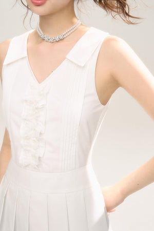 Retro V-Neck Porcelain Dress