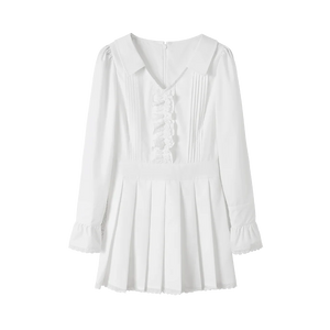 Retro V-Neck Porcelain Dress