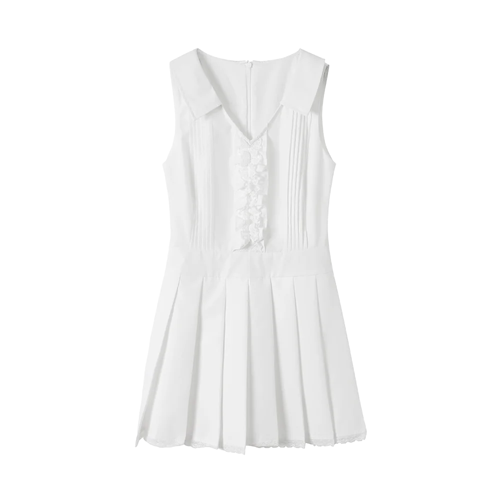 Retro V-Neck Porcelain Dress