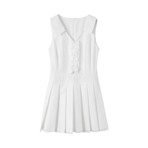 Retro V-Neck Porcelain Dress