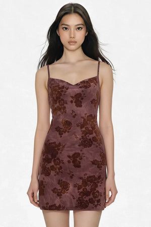 Retro Velvet Print Dress