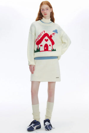 Retro Velvet Snow A Line Skirt