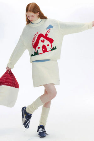 Retro Velvet Snow A Line Skirt