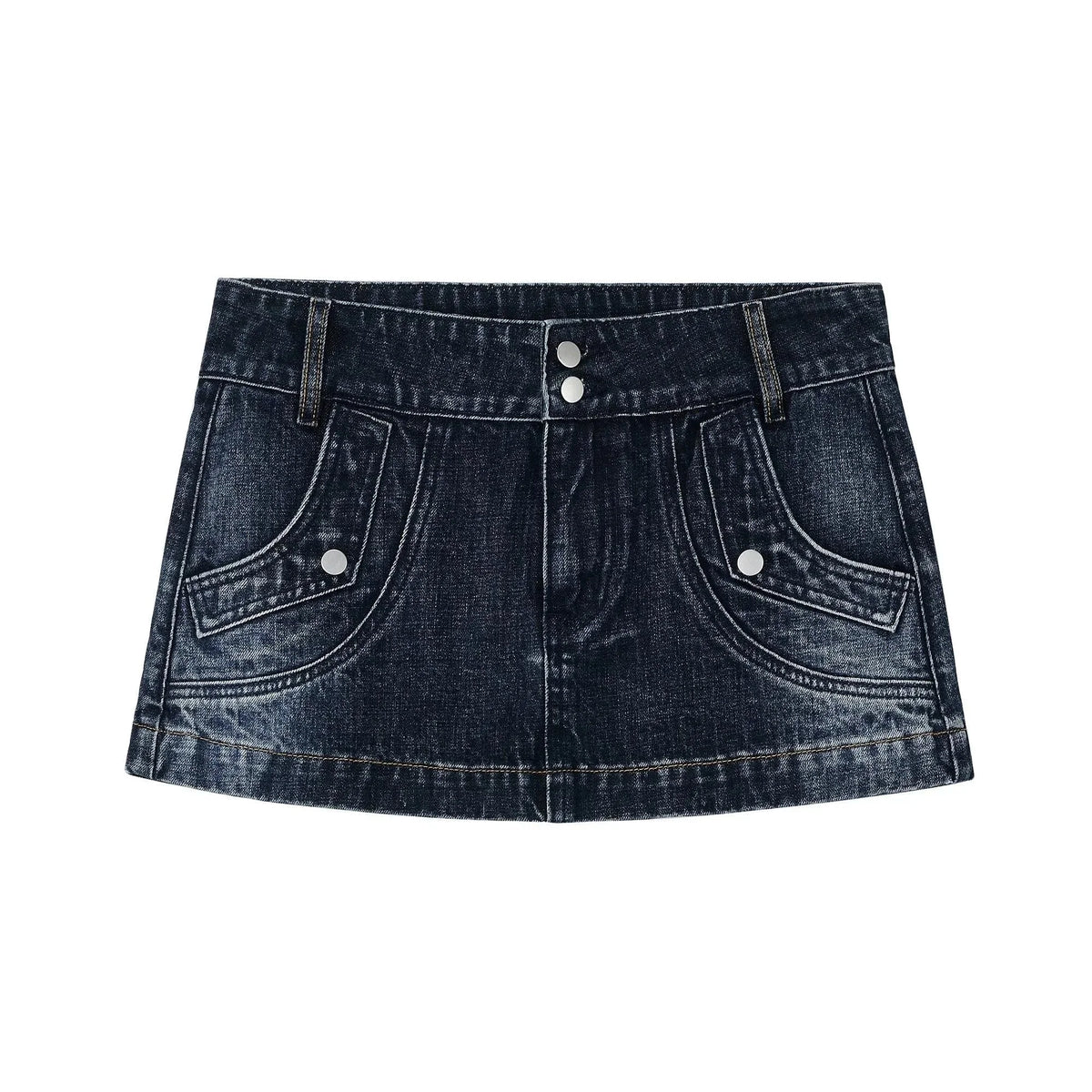 Retro Washed Denim Workwear Skirt