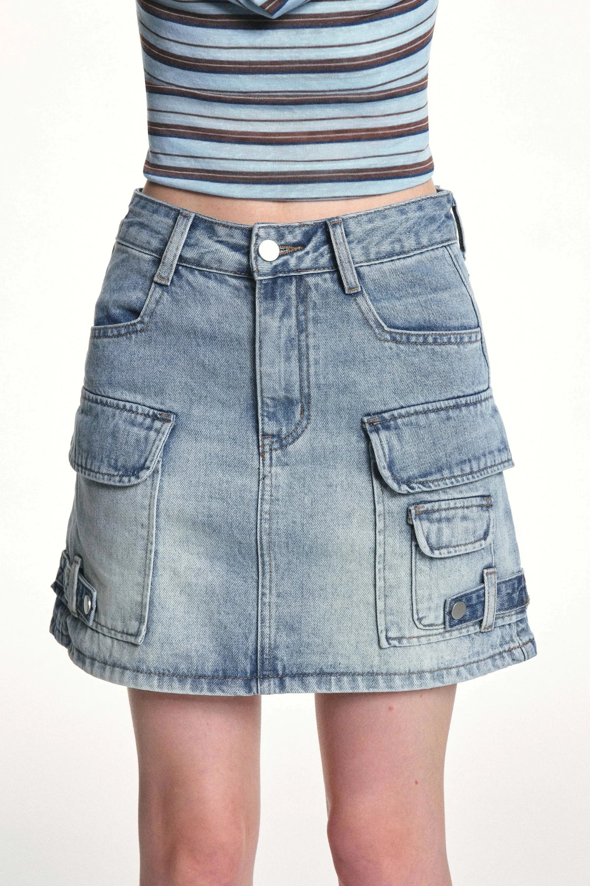 Retro Washed Slimming Denim Skirt