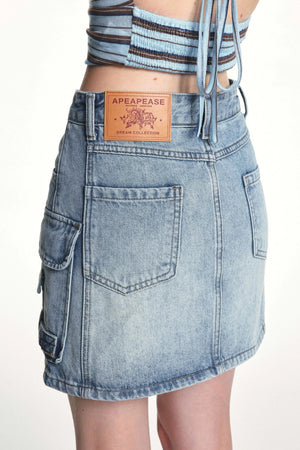 Retro Washed Slimming Denim Skirt