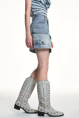Retro Washed Slimming Denim Skirt