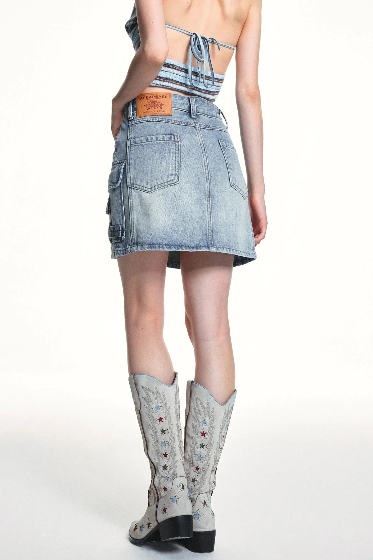 Retro Washed Slimming Denim Skirt