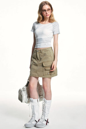 Retro Washed Slimming Denim Skirt