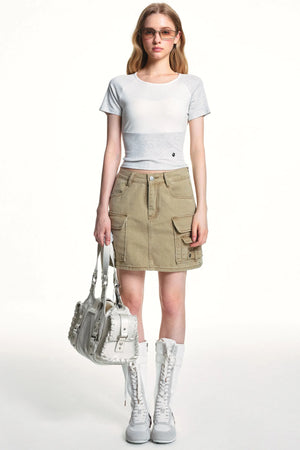 Retro Washed Slimming Denim Skirt