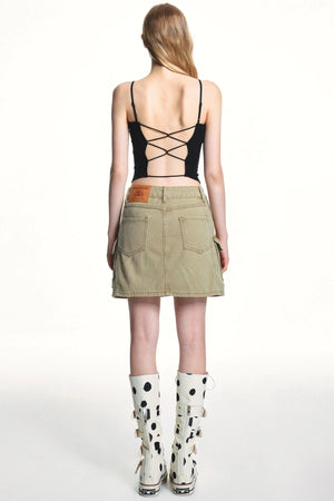 Retro Washed Slimming Denim Skirt