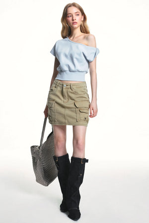 Retro Washed Slimming Denim Skirt