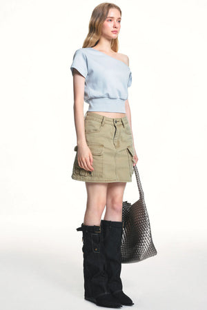 Retro Washed Slimming Denim Skirt