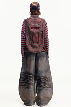 Retro Washed Wide-Leg Jeans